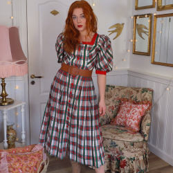 Green &amp; White Plaid Cottagecore Dress | XS/S