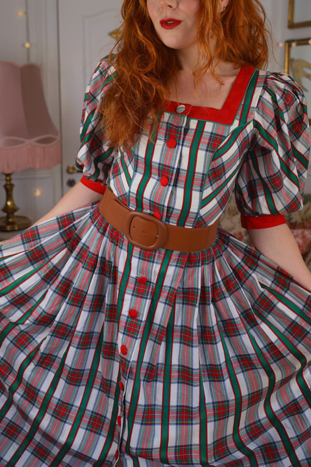 Green &amp; White Plaid Cottagecore Dress | XS/S