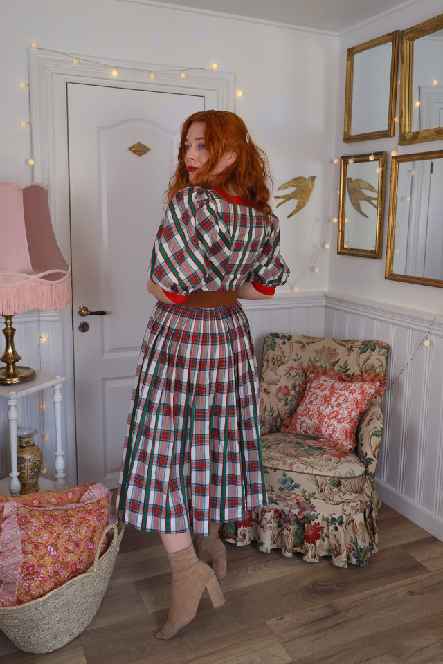 Green &amp; White Plaid Cottagecore Dress | XS/S