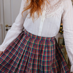 Green &amp; Red Plaid Vintage Skirt | M