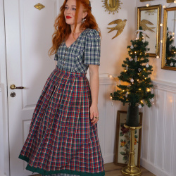 Green &amp; Red Plaid Vintage Skirt | M