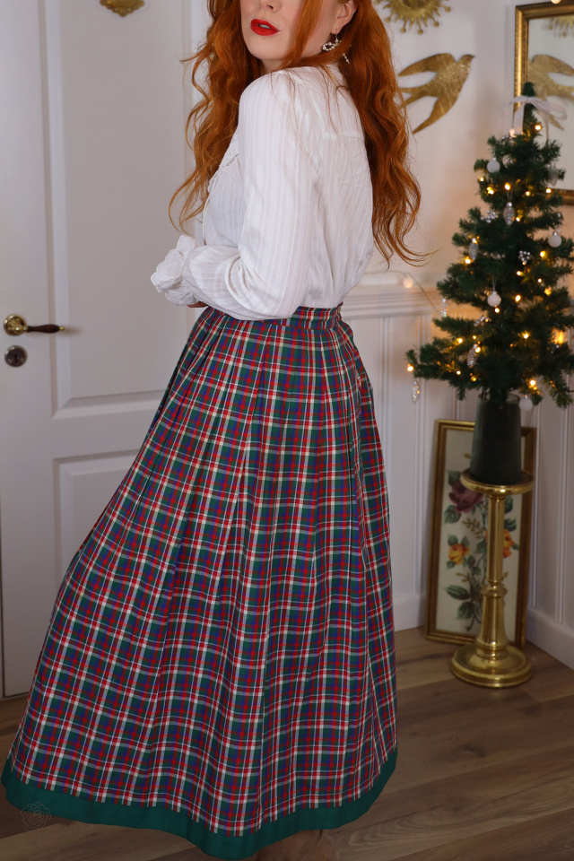 Green &amp; Red Plaid Vintage Skirt | M
