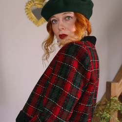 Red &amp; Green Tweed Vintage Jacket | M