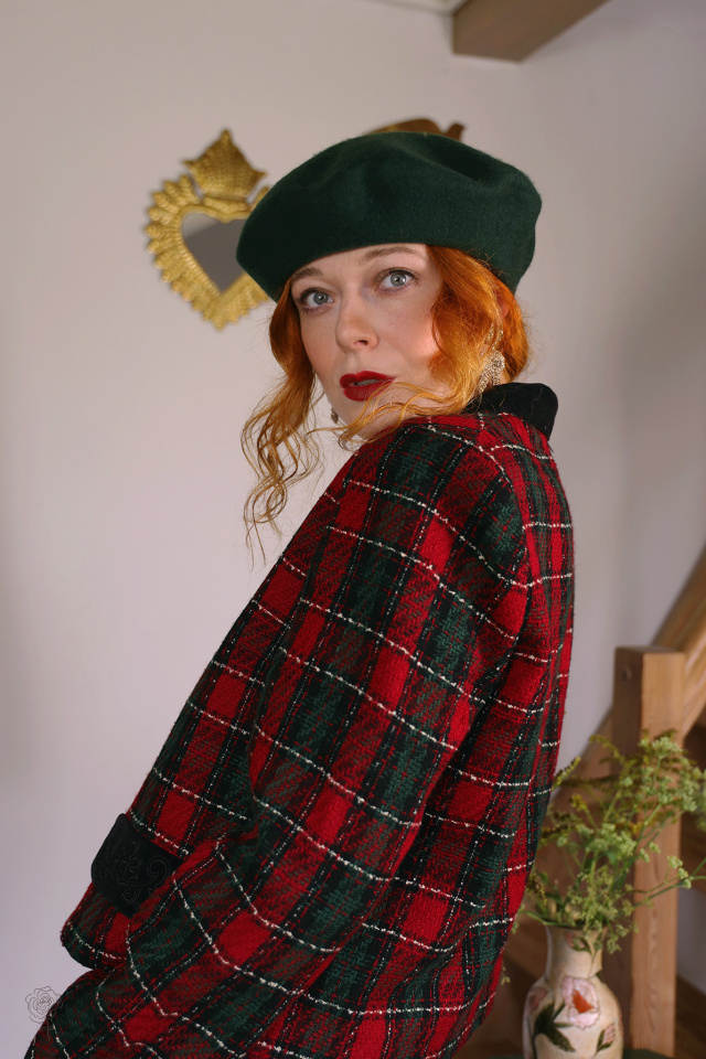 Red &amp; Green Tweed Vintage Jacket | M