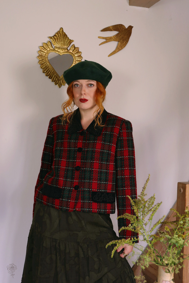 Red &amp; Green Tweed Vintage Jacket | M