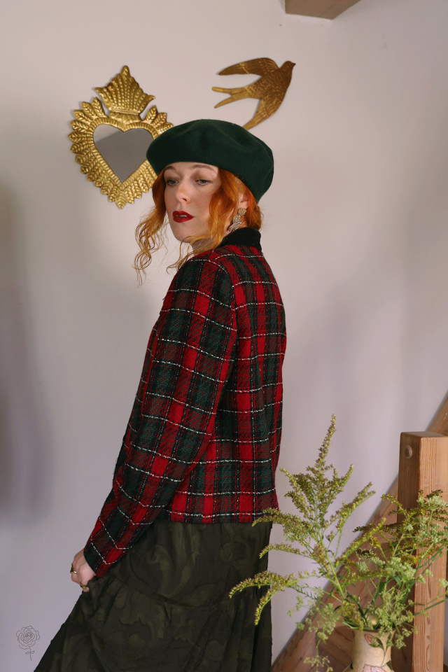 Red &amp; Green Tweed Vintage Jacket | M