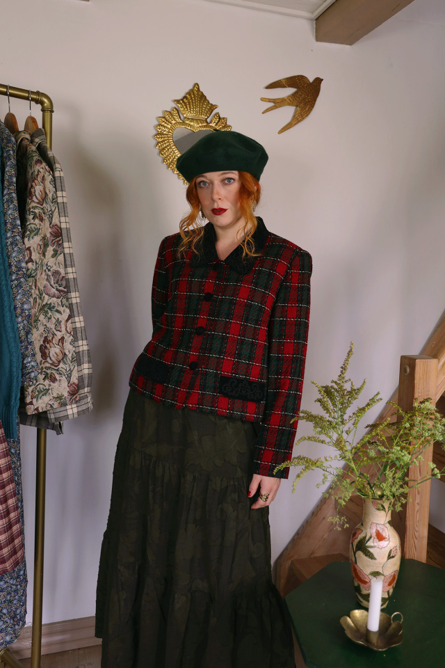 Red &amp; Green Tweed Vintage Jacket | M