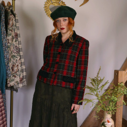 Red &amp; Green Tweed Vintage Jacket | M