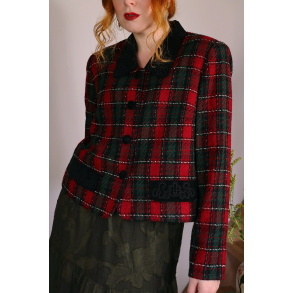 Red & Green Tweed Vintage Jacket | M