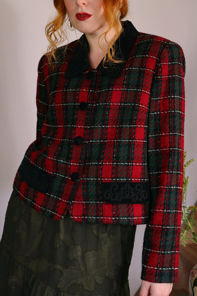 Red &amp; Green Tweed Vintage Jacket | M