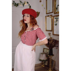 Red & White Plaid Vintage Top | M