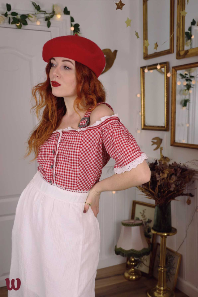 Red &amp; White Plaid Vintage Top | M