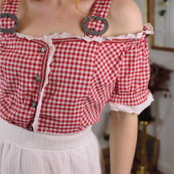 Red &amp; White Plaid Vintage Top | M