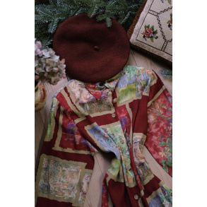 Red Artsy 80's Vintage Blouse | M