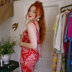 Red Asymmetric 90's Vintage Dress | S