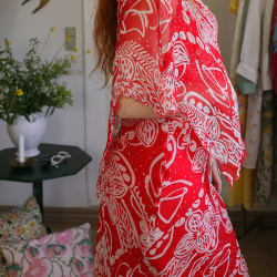 Red Asymmetric 90's Vintage Dress | S
