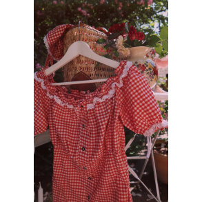 Red Checkered Vintage Top | S