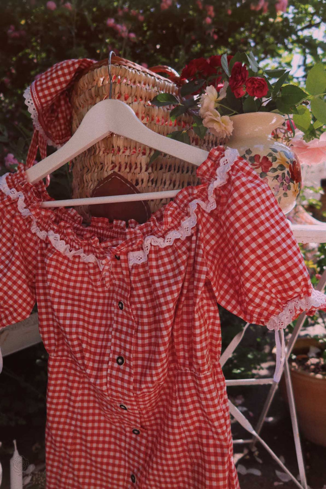 Red Checkered Vintage Top | S