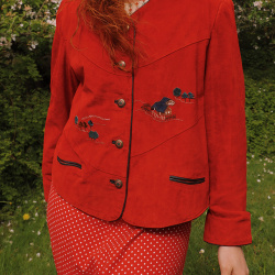 Red Country Embroidered Leather Vintage Jacket | M