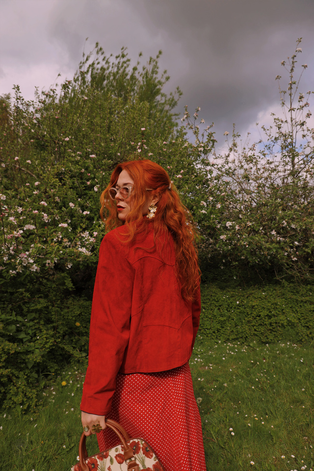 Red Country Embroidered Leather Vintage Jacket | M