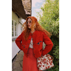 Red Country Embroidered Leather Vintage Jacket | M