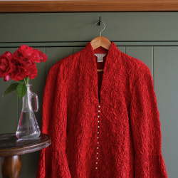Red Elegant Stretchy Vintage Blouse | S