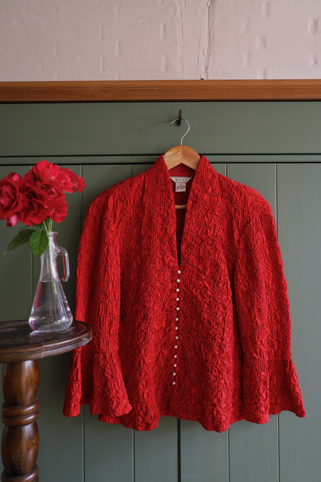 Red Elegant Stretchy Vintage Blouse | S