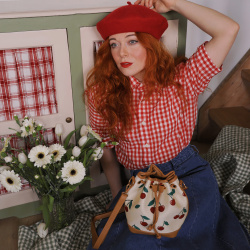 Picnic Gingham Cotton Vintage Top | L/XL