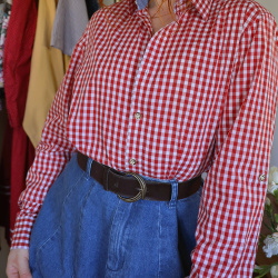 Red Gingham Vintage Blouse | S/M