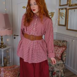 Red Gingham Vintage Blouse | L/XL