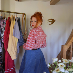 Red Gingham Vintage Blouse | S/M