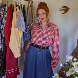 Red Gingham Vintage Blouse | S/M