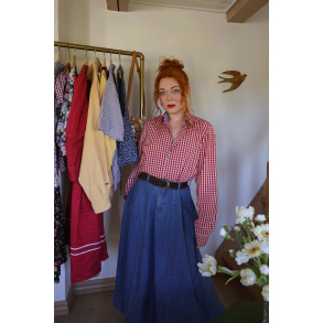 Red Gingham Vintage Blouse | S/M