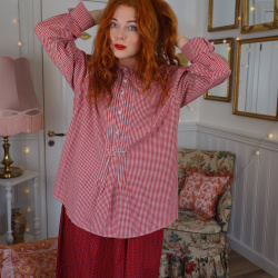 Red Gingham Vintage Blouse | L/XL