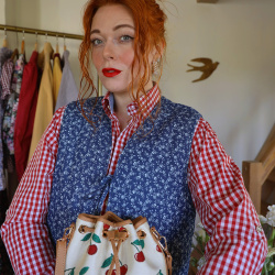 Red Gingham Vintage Blouse | S/M