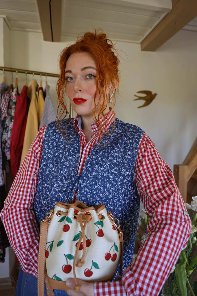 Red Gingham Vintage Blouse | S/M