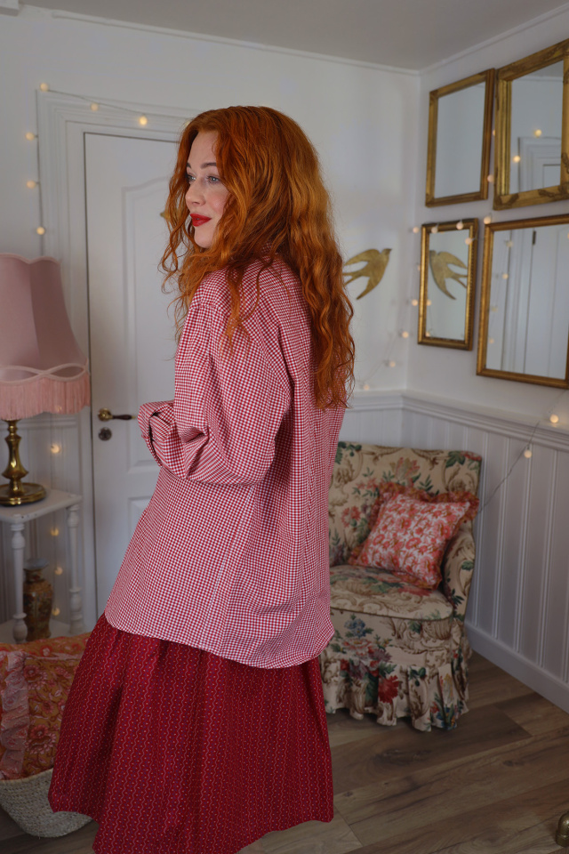 Red Gingham Vintage Blouse | L/XL
