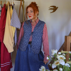 Red Gingham Vintage Blouse | S/M