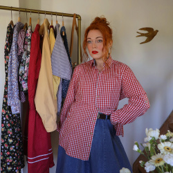 Red Gingham Vintage Blouse | S/M
