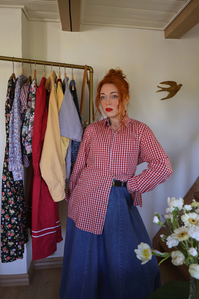 Red Gingham Vintage Blouse | S/M