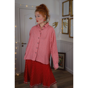 Red Gingham Vintage Cotton Blouse | L/XL