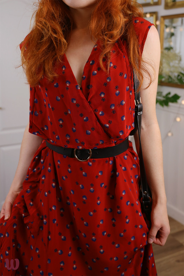 Red Graphical Vintage Maxi Dress | L