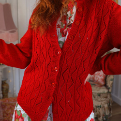 Red Knitted Vintage Cardigan | S
