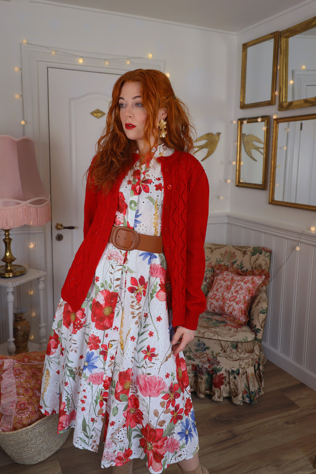 Red Knitted Vintage Cardigan | S