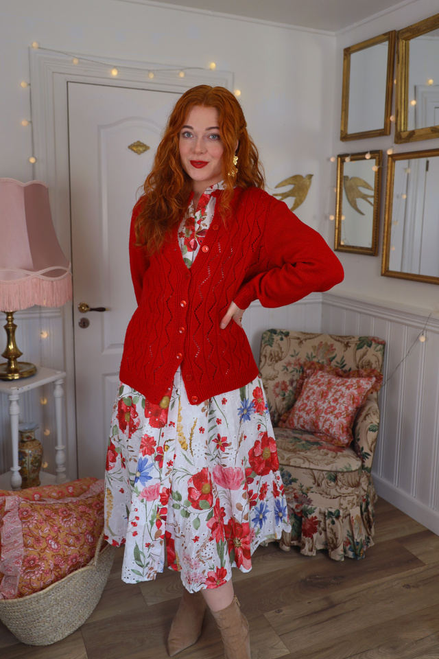 Red Knitted Vintage Cardigan | S