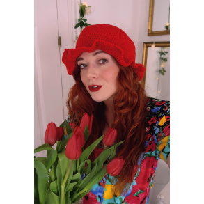 Red Knitted Homemade Hat | Large