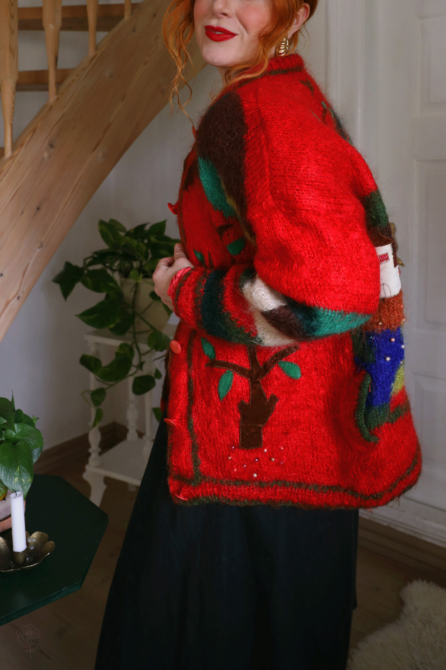 Red Village Mohair Vintage Cardigan | L