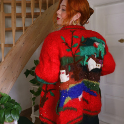 Red Village Mohair Vintage Cardigan | L