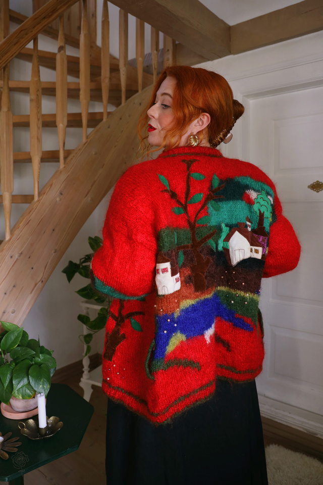 Red Village Mohair Vintage Cardigan | L