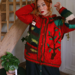 Red Village Mohair Vintage Cardigan | L